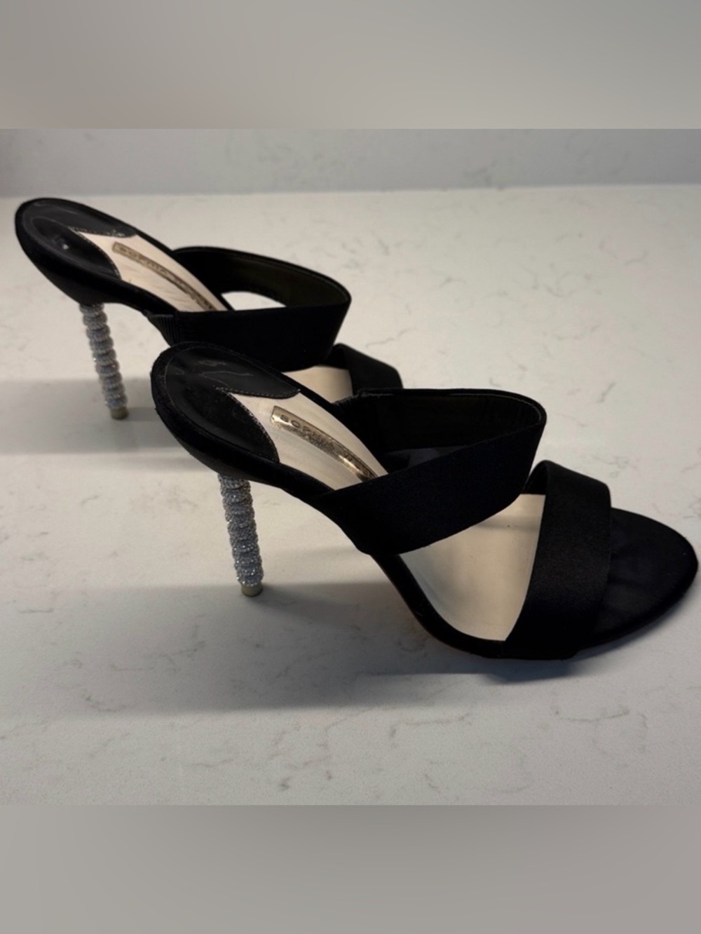 Sophia Webster Black Sandal with Crystal Heel - 40